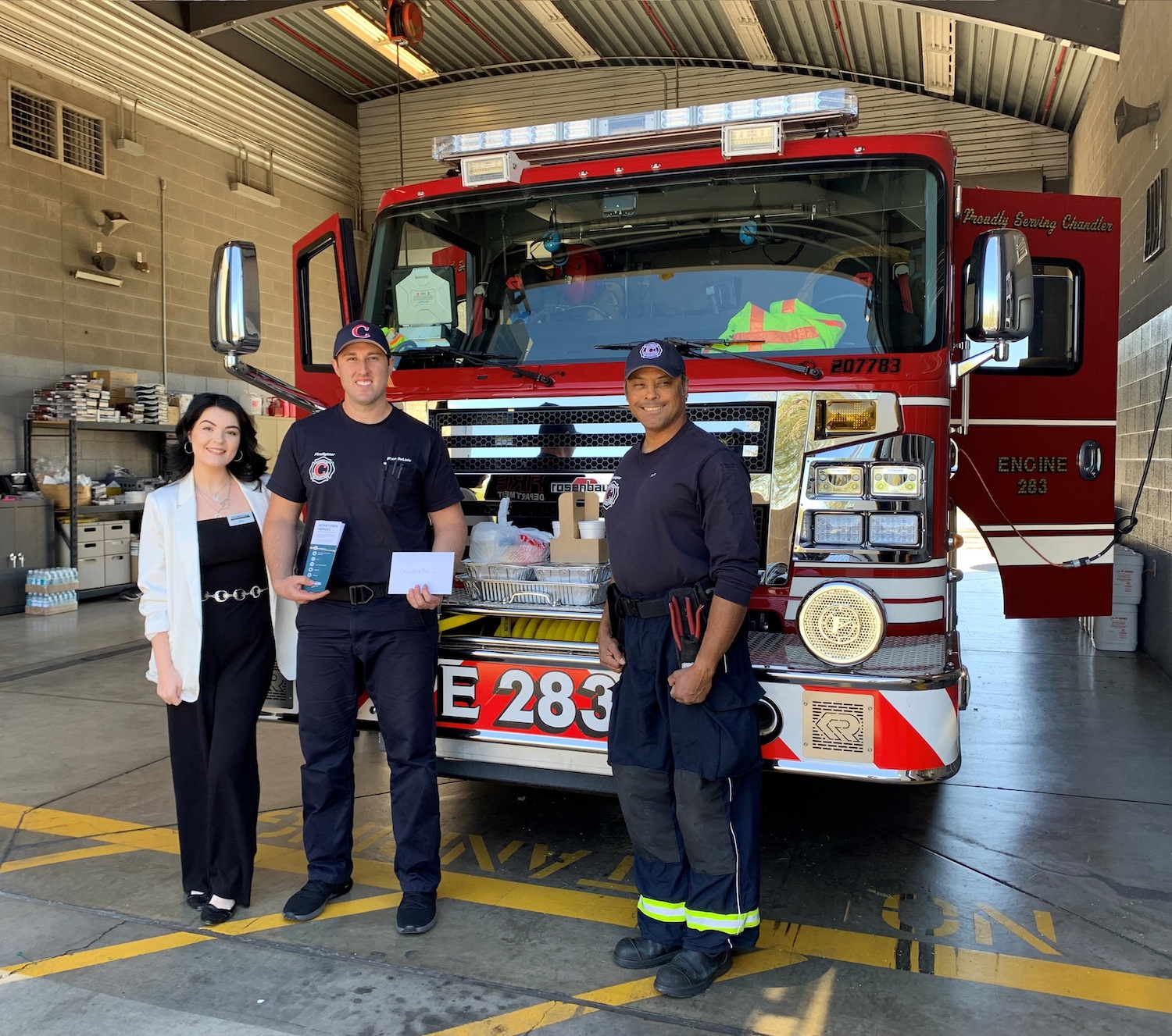 Western State Bank team member with fire department in Chandler